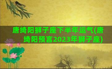 唐绮阳狮子座下半年运气(唐绮阳预言2023年狮子座)